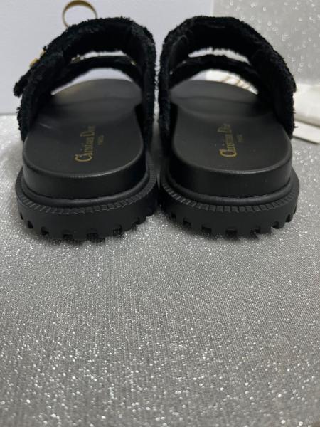 Dior Dioract Slide  Black Fringed Cotton Canvas KCO001CVA_S900