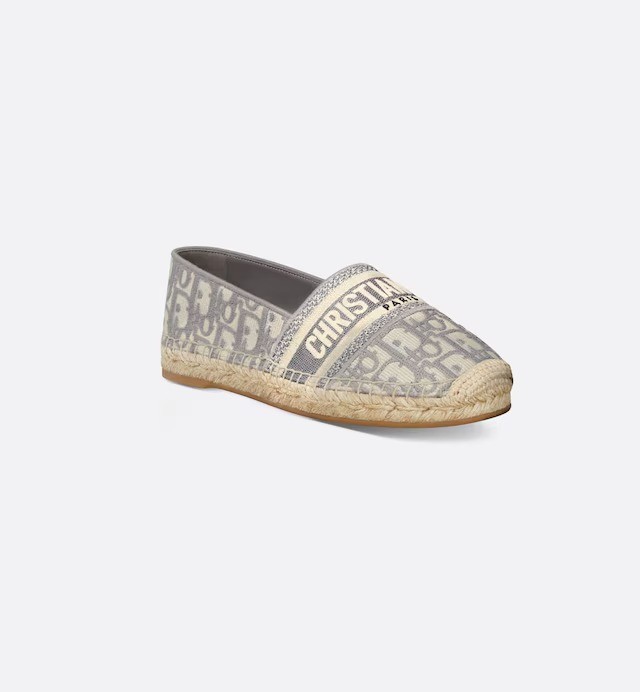 Dior Granville Espadrille  Stone Gray Dior Oblique Embroidered Cotton