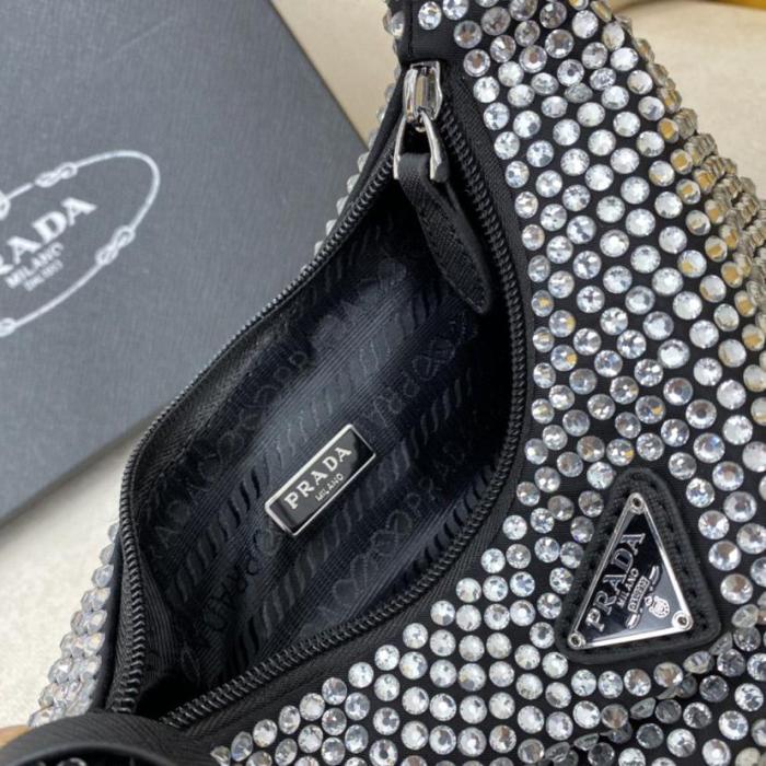 Handbag Prada Re-Edition 2000 Crystal Mini Bag Black 1NE515_2AWL_F0T7O - 1BC515_2AWL_F0T7O_V_OOO size 22*6*17 cm