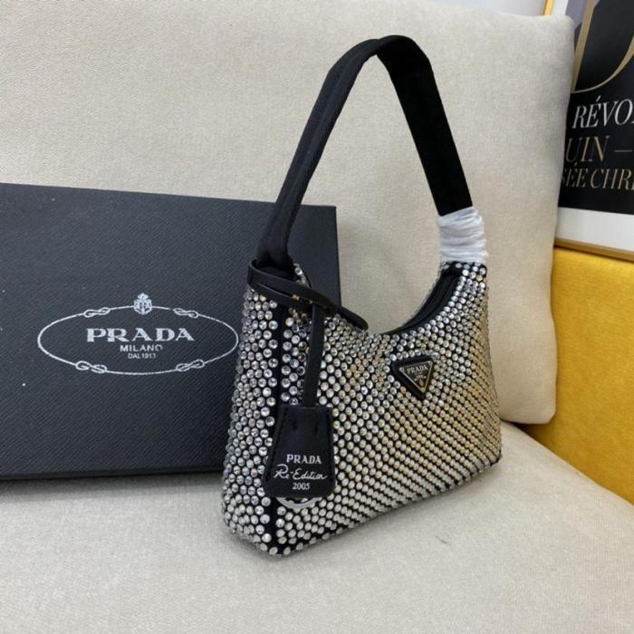 Handbag Prada Re-Edition 2000 Crystal Mini Bag Black 1NE515_2AWL_F0T7O - 1BC515_2AWL_F0T7O_V_OOO size 22*6*17 cm