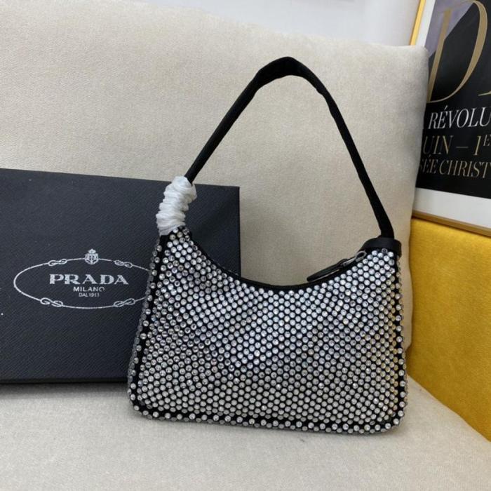 Handbag Prada Re-Edition 2000 Crystal Mini Bag Black 1NE515_2AWL_F0T7O - 1BC515_2AWL_F0T7O_V_OOO size 22*6*17 cm