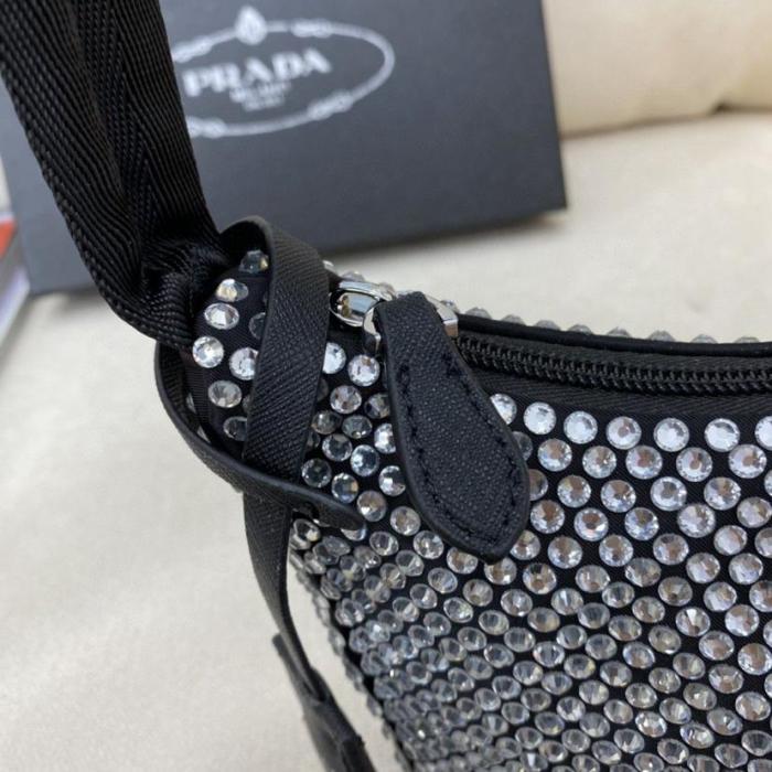 Handbag Prada Re-Edition 2000 Crystal Mini Bag Black 1NE515_2AWL_F0T7O - 1BC515_2AWL_F0T7O_V_OOO size 22*6*17 cm
