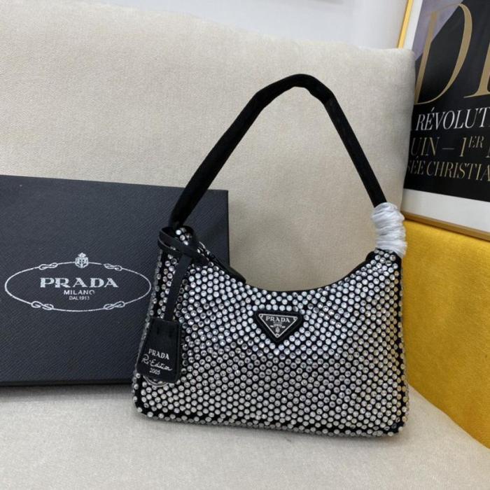 Handbag Prada Re-Edition 2000 Crystal Mini Bag Black 1NE515_2AWL_F0T7O - 1BC515_2AWL_F0T7O_V_OOO size 22*6*17 cm