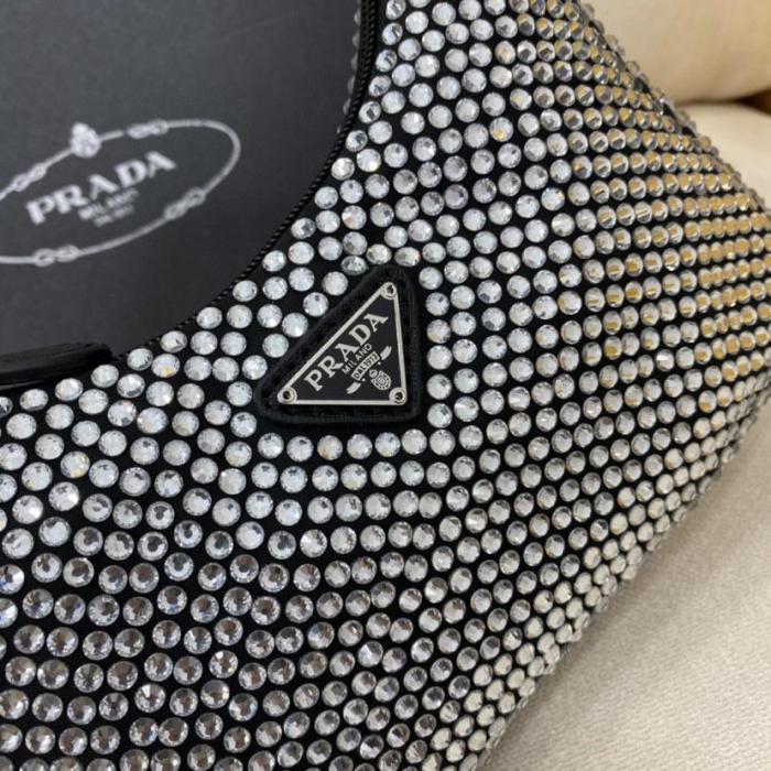 Handbag Prada Re-Edition 2000 Crystal Mini Bag Black 1NE515_2AWL_F0T7O - 1BC515_2AWL_F0T7O_V_OOO size 22*6*17 cm