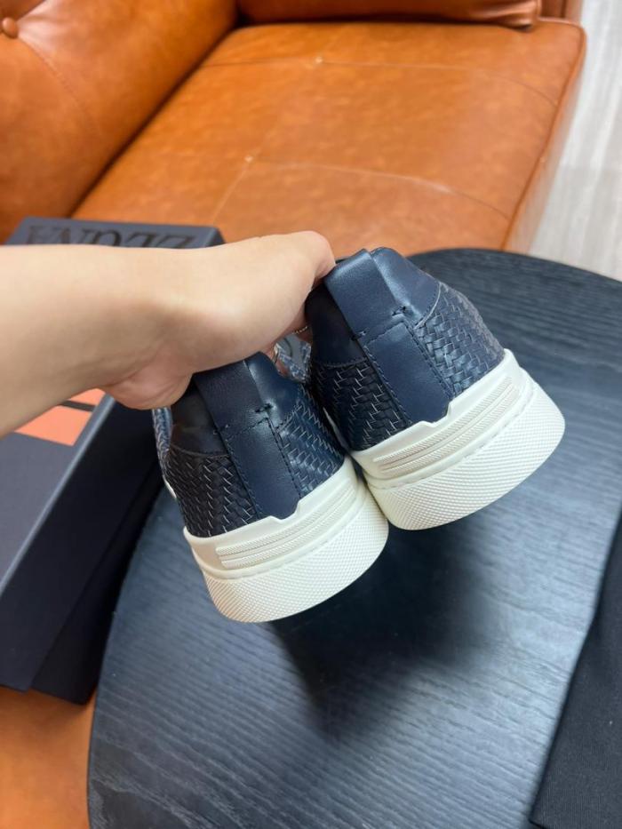 Zegna Triple Stitch Low-Top Skateboard Shoes Men's Blue