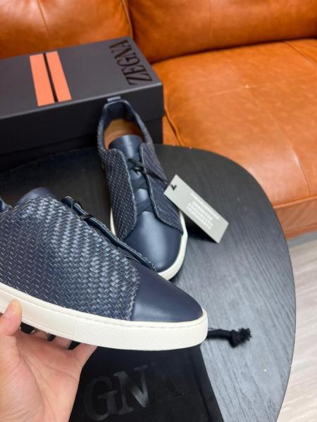 Zegna Triple Stitch Low-Top Skateboard Shoes Men's Blue