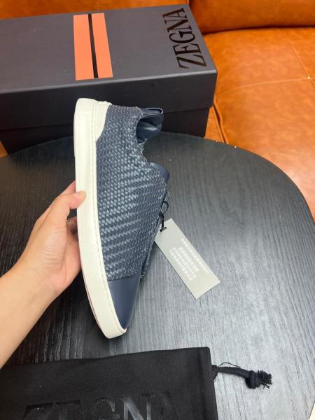 Zegna Triple Stitch Low-Top Skateboard Shoes Men's Blue