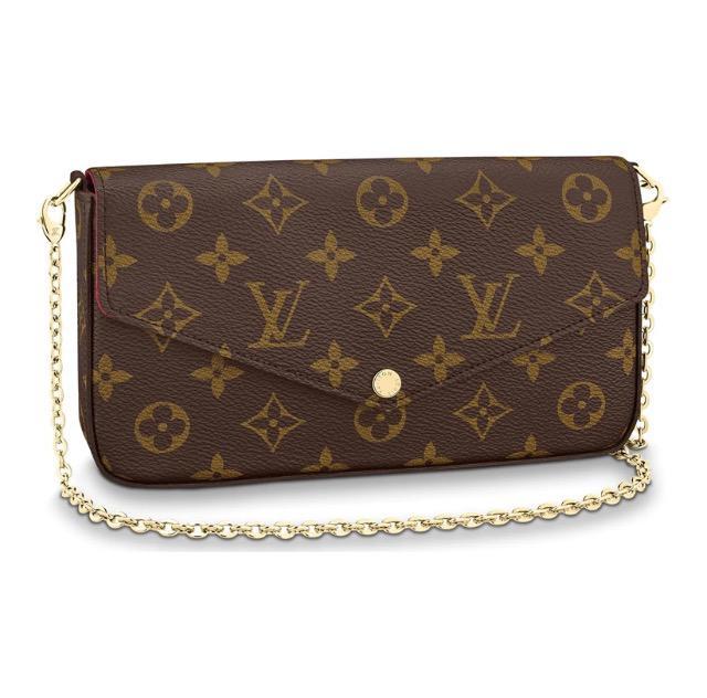 LOUIS VUITTON Women's Felicie Pochette Monogram Chain Shoulder Bag Brown M61276 size L21*W3*H12cm