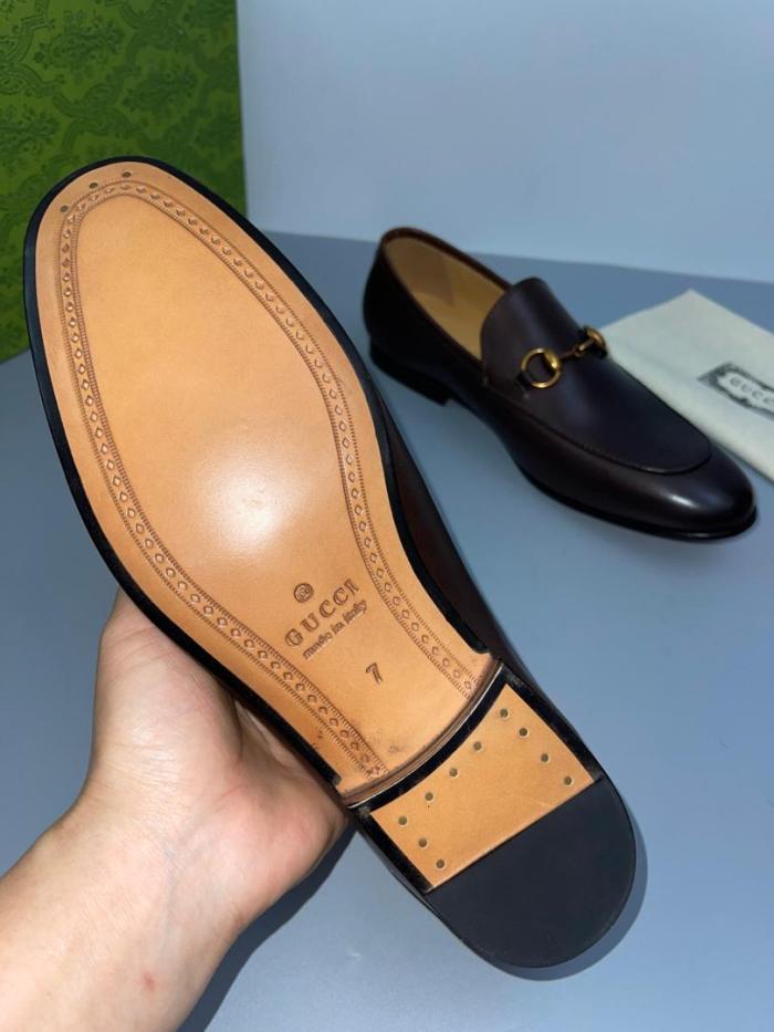 GUCCI Jordaan Loafer Brown Leather Women's