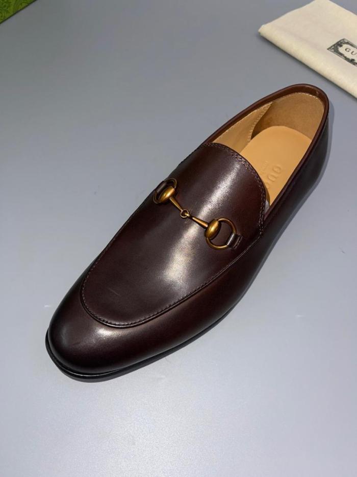 GUCCI Jordaan Loafer Brown Leather Women's