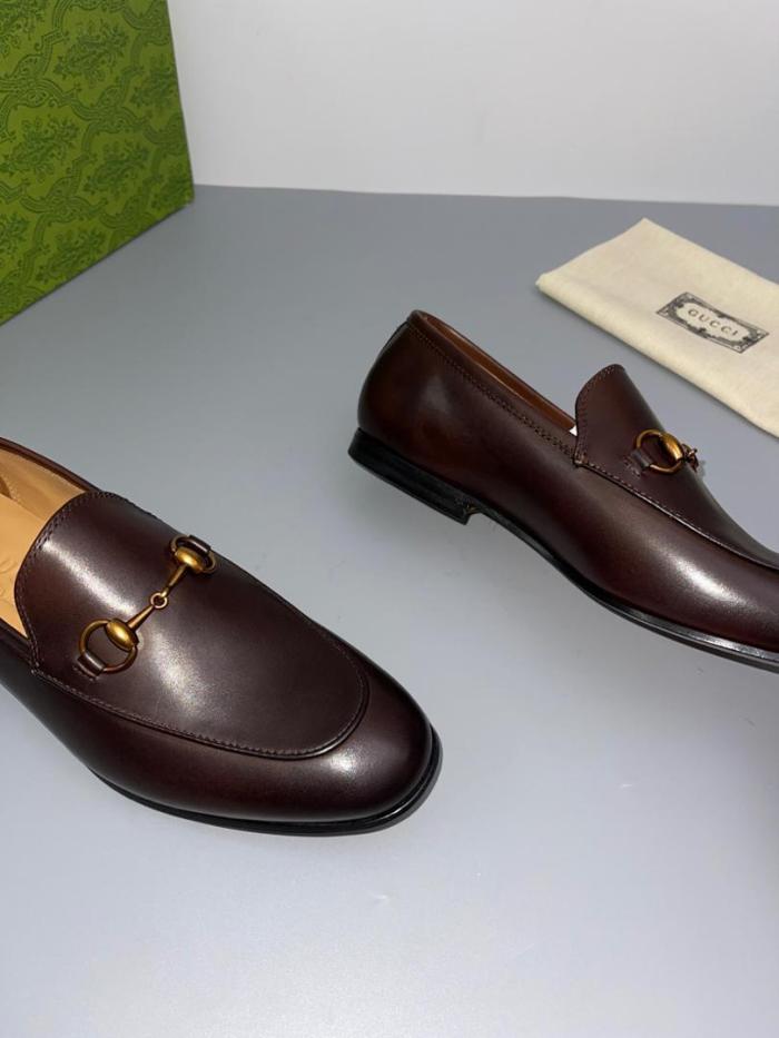 GUCCI Jordaan Loafer Brown Leather Women's