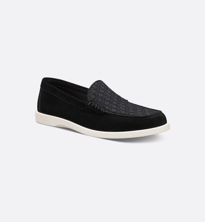 Dior Granville Loafer Black Suede and Dior Oblique Jacquard 3LO131ZYJ_H969