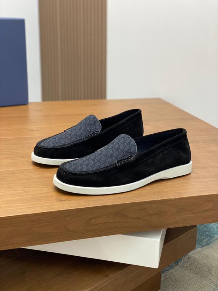 Dior Granville Loafer Black Suede and Dior Oblique Jacquard 3LO131ZYJ_H969