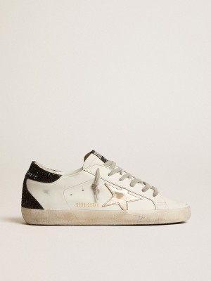 Golden Goose Super-Star with gold star and black glitter heel tab GWF00102.F005076.11538