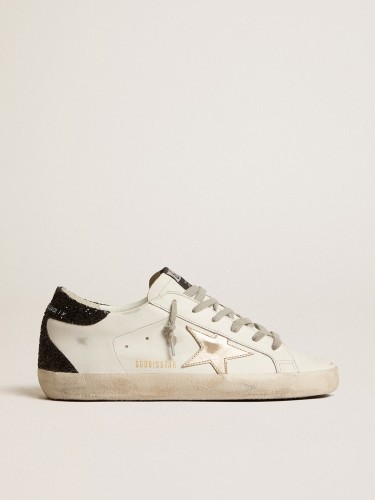 Golden Goose Super-Star with gold star and black glitter heel tab GWF00102.F005076.11538