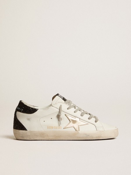 Golden Goose Super-Star with gold star and black glitter heel tab GWF00102.F005076.11538