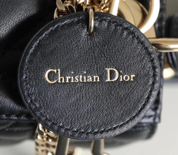 DIOR Lady Dior Sheepskin Daisie Bag Shoulder Bag Crossbody Bag Handbag Mini Women's Black M0505ONGE-M900 size 17*7*17 cm