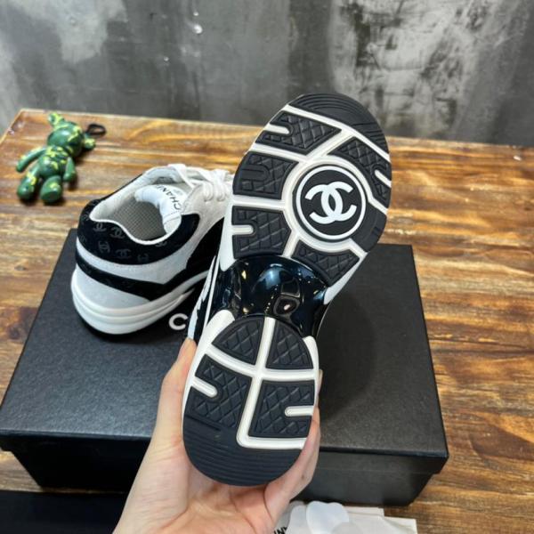 Chanel CC Embossed Logo Black White Suede