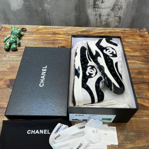 Chanel CC Embossed Logo Black White Suede