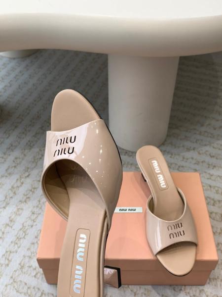 MIU MIU Slide Slippers Women's White