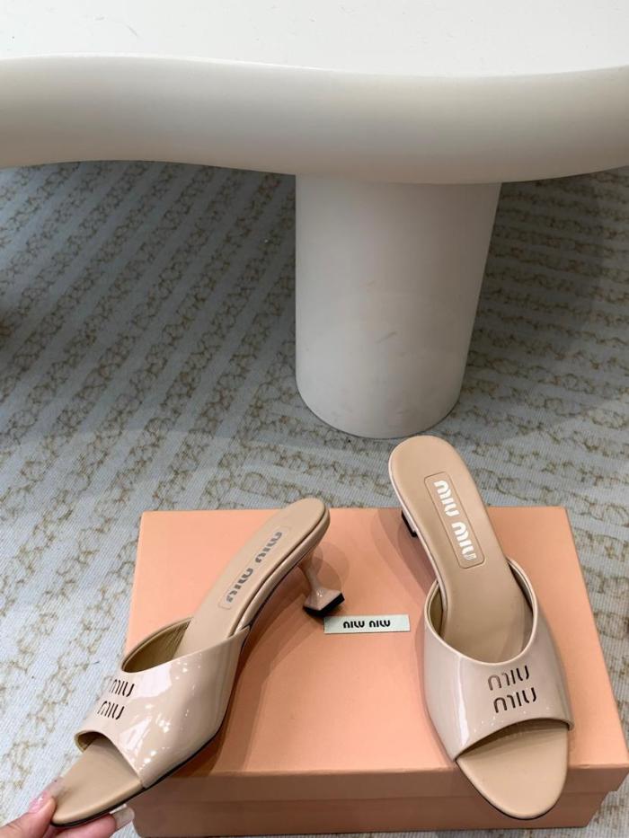 MIU MIU Slide Slippers Women's White