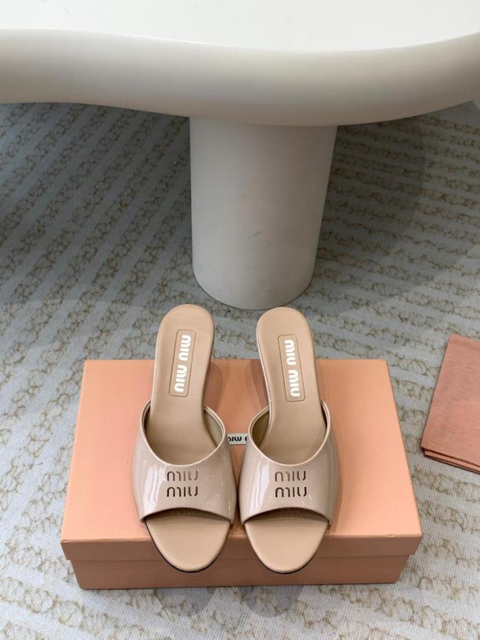 MIU MIU Slide Slippers Women's White