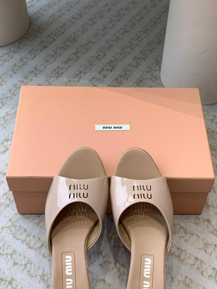 MIU MIU Slide Slippers Women's White