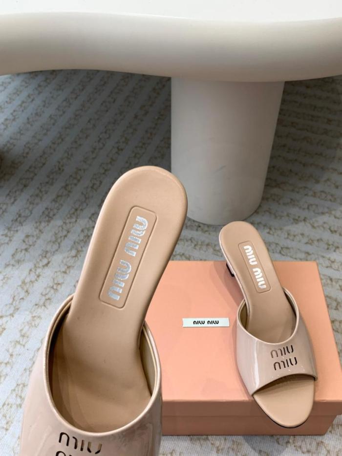 MIU MIU Slide Slippers Women's White