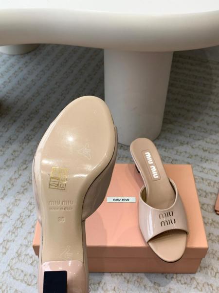 MIU MIU Slide Slippers Women's White