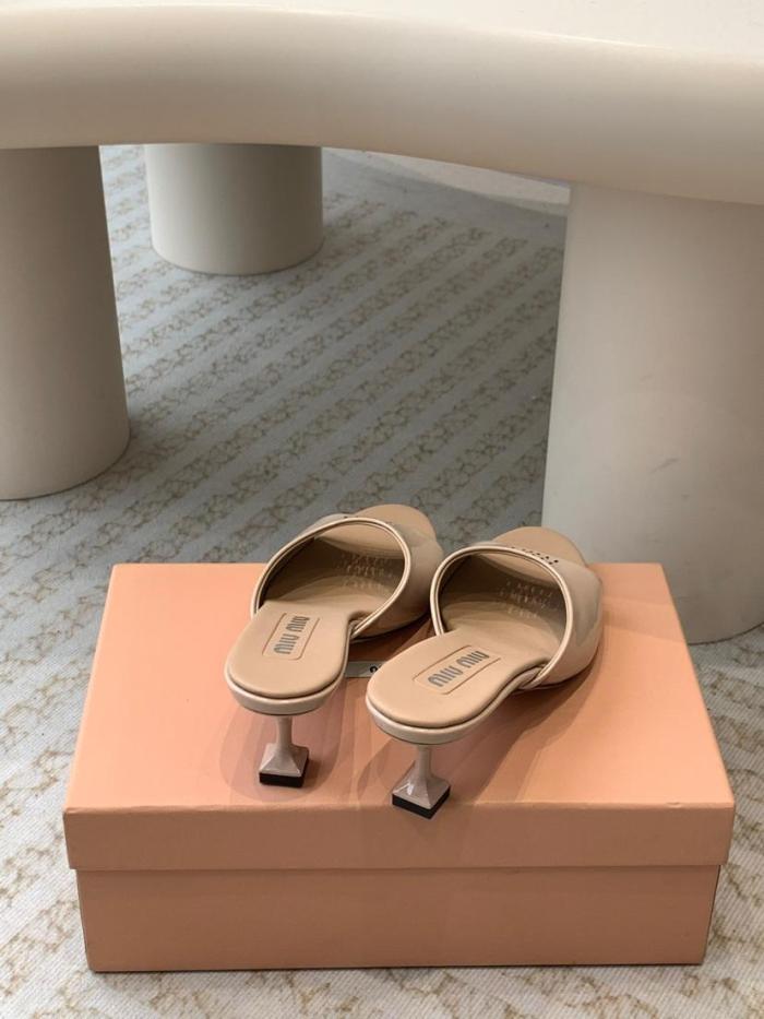 MIU MIU Slide Slippers Women's White