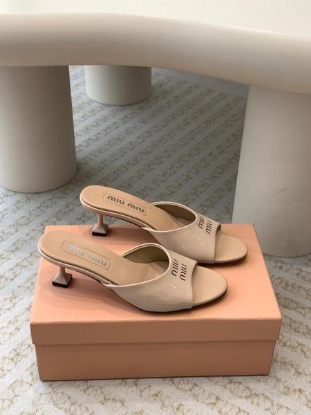 MIU MIU Slide Slippers Women's White