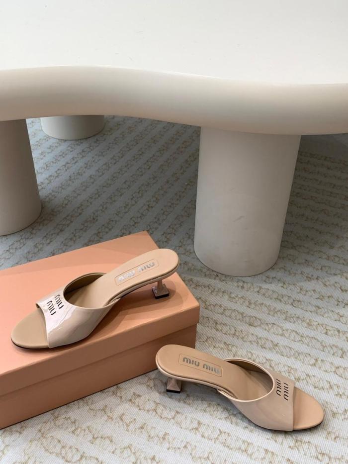 MIU MIU Slide Slippers Women's White