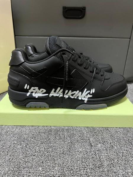 OFF-WHITE Out Of Office OOO  For Walking  Low Tops Black White