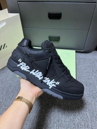 OFF-WHITE Out Of Office OOO  For Walking  Low Tops Black White