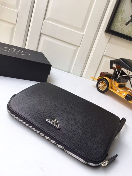Handbags Prada Saffiano Leather Clutch 2VF017_9Z2_F0002_V_OOO size 23.5*4*15.5 cm