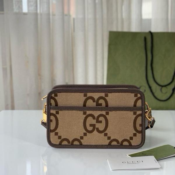 GUCCI Jumbo GG Canvas Shoulder Bag, Crossbody Bag Mini Men's Beige Brown 696075-UKMDG-2570 size 22.5*7*14 cm