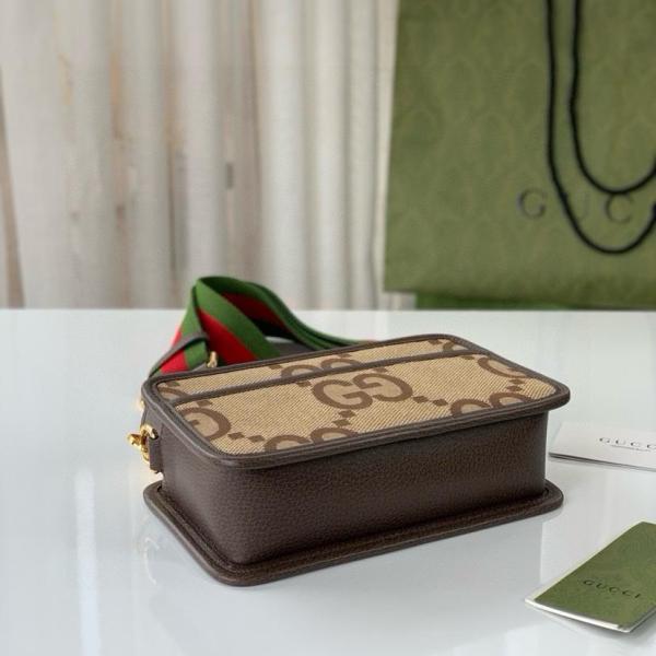 GUCCI Jumbo GG Canvas Shoulder Bag, Crossbody Bag Mini Men's Beige Brown 696075-UKMDG-2570 size 22.5*7*14 cm