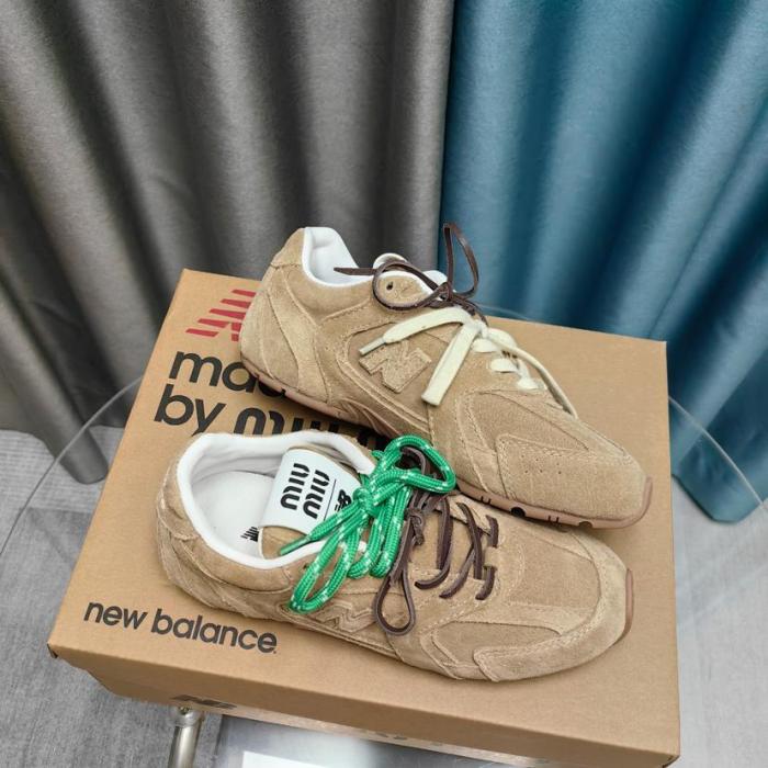 New Balance x MIU MIU NB 530 SL Qixi Festival Model Anti Slip Wear Resistant Low Top Casual Shoes Women's Light Umber