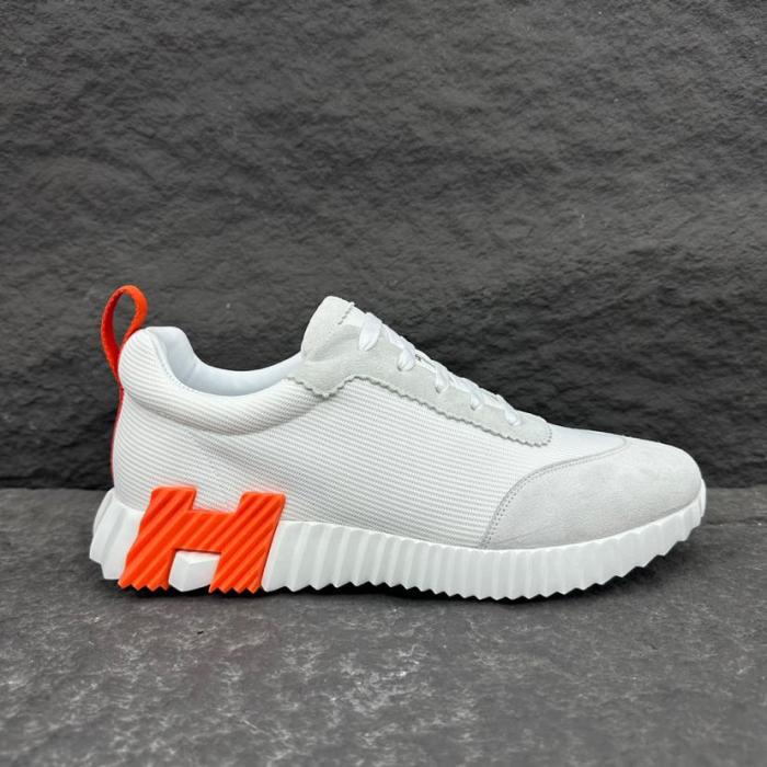HERMES Bouncing Low Top Casual Shoes Men's White Orange