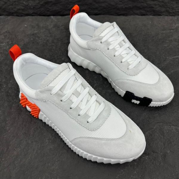 HERMES Bouncing Low Top Casual Shoes Men's White Orange