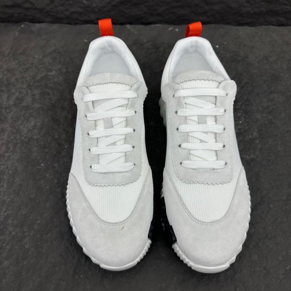 HERMES Bouncing Low Top Casual Shoes Men's White Orange