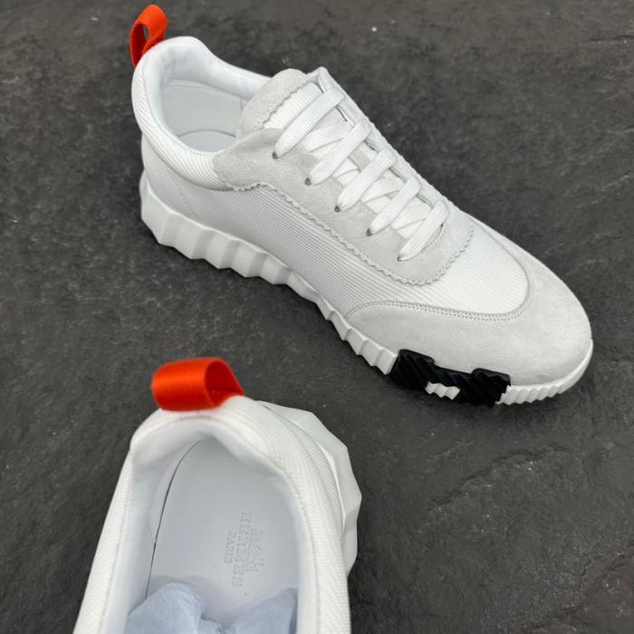 HERMES Bouncing Low Top Casual Shoes Men's White Orange