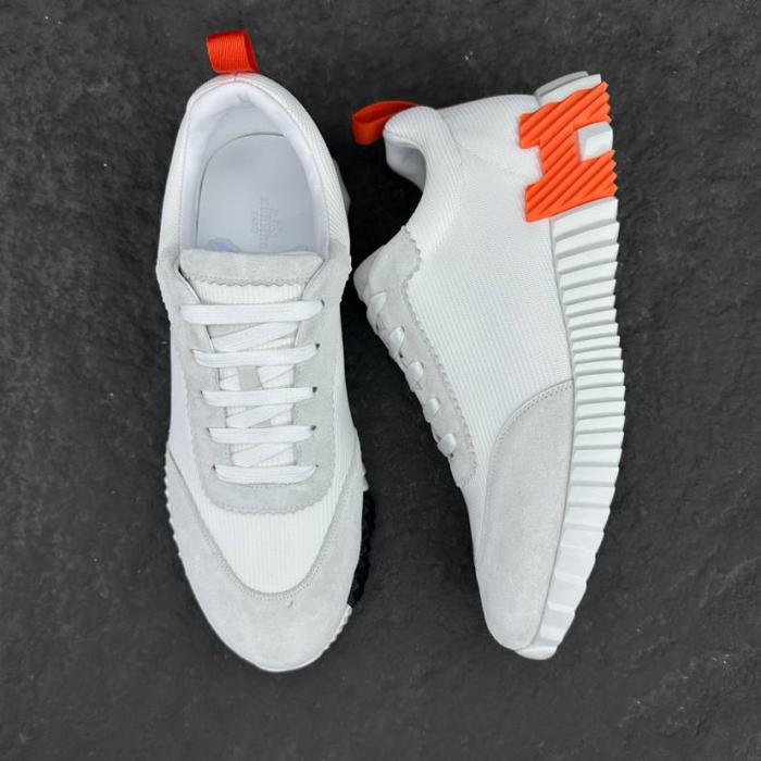 HERMES Bouncing Low Top Casual Shoes Men's White Orange