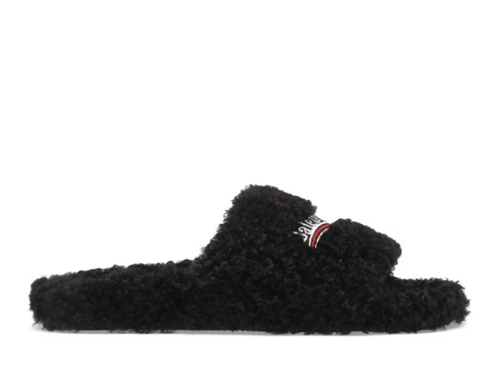 Balenciaga Furry Home Slippers Black