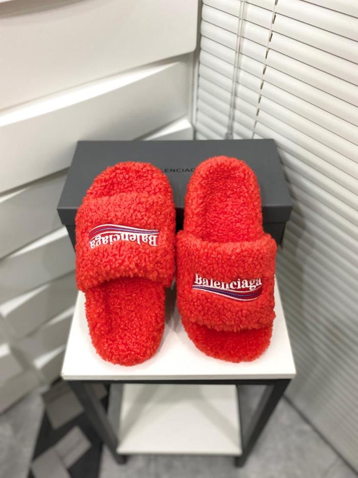 Balenciaga Furry Slide Red