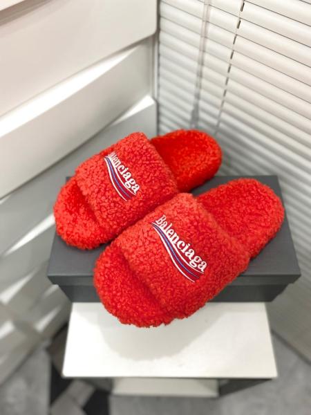 Balenciaga Furry Slide Red