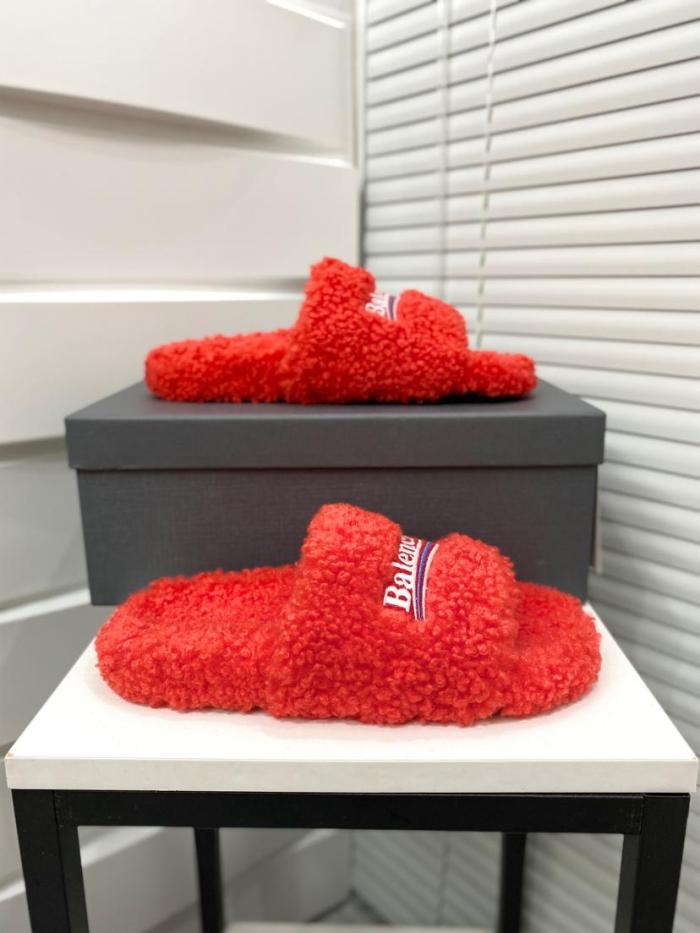 Balenciaga Furry Slide Red
