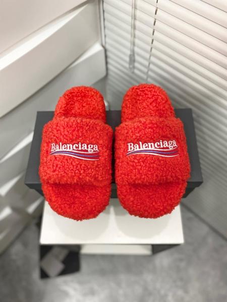 Balenciaga Furry Slide Red