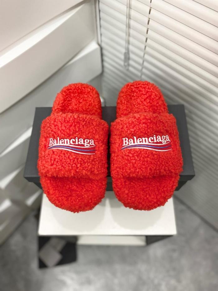 Balenciaga Furry Slide Red