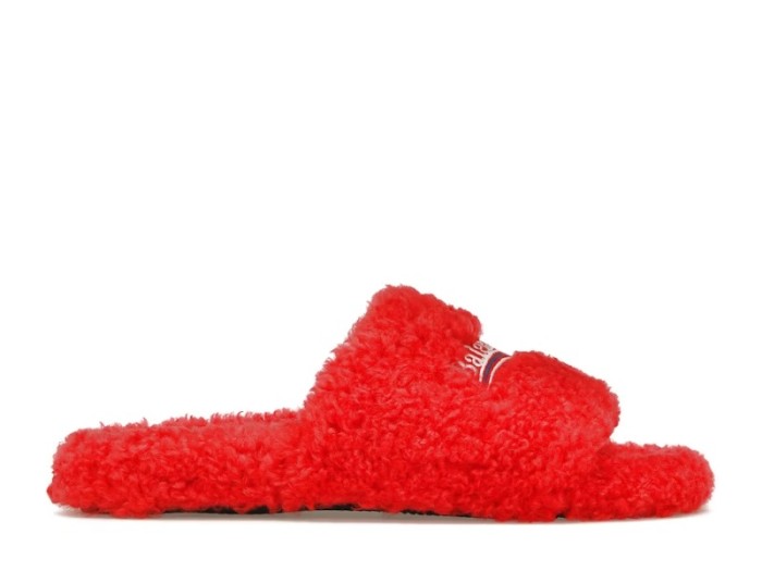 Balenciaga Furry Slide Red